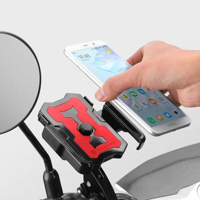 China 360 Degree Rotation Adjustable Bike Rearview Mirror Phone Holder Motorcycle Cell Phone Waterproof Mount for sale