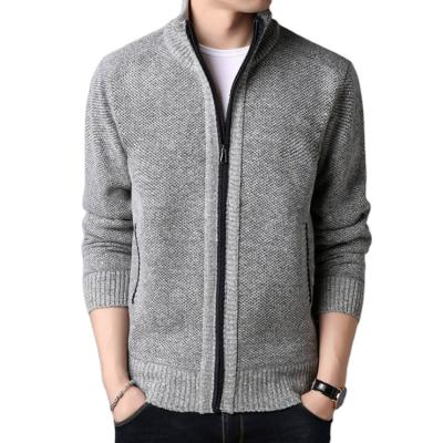 China Anti-wrinkle in the thick sweater men's blue men's new from the current men's boutique sweater fabric cardigan fashion sweater neck cotton round sweater for sale