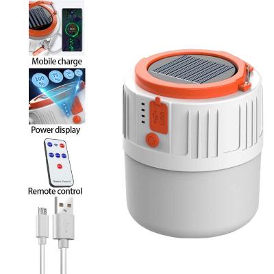 China 10W Residential Solar Lamp Night Market Outdoor Camping Waterproof Solar Lamppower Display USB Charging Remote Control Lamp for sale