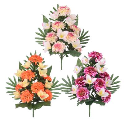 China Artificial Lily Wholesale Decoration Europe Chrysanthemum Flowers For Cemetery Handmade Flowers Wholesale for sale