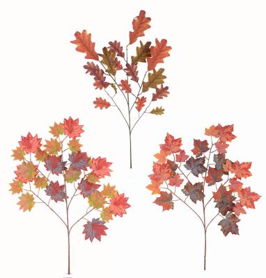 China Europe high autumn 5 branch 25 leaf simulation artificial silk plant decor for home party garden maple leaf plant wall for sale