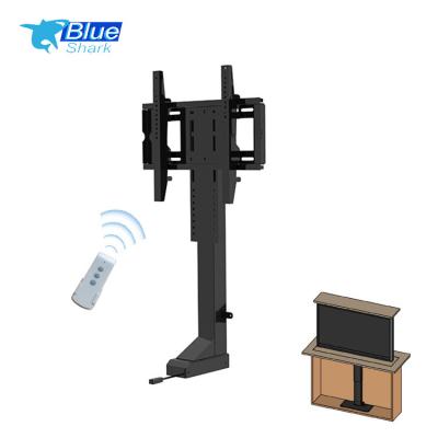 China Modern Portable Sleek Design Cold Rolled Stainless Steel Steel Lifting Up To Down Height Adjustable Black TV Stands for sale