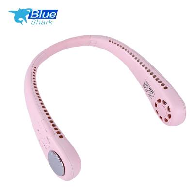 China Portable Hanging Neck Fans Neck Fans Design Neck Earphone Leafless Design Portable Earphone Leaves Around Neck Fan for sale