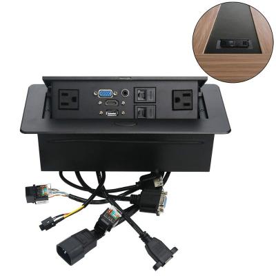 China Residential / Multipurpose Conference Table Multimedia Pop Up Outlet Connection Data Socket Box /Tabletop Hidden Data Desktop Power Outlet for sale