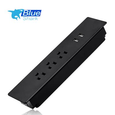 China Residential / General Purpose Commercial Hotel USA Recessed Panel Extension Mount Outlet Table Desk Socket with 2 USB Charging Power Strip for sale