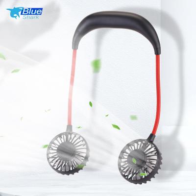 China With bluetooth speaker neck fan hands free portable rechargeable personal fan with 3 speeds lower wind noise strong double head for sale