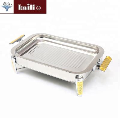 China Disposable Picnic Stainless Steel Tray Rectangular Outdoor Dish Baking Cookware 47*29cm for sale