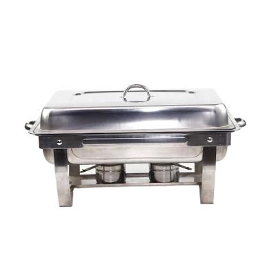 China Econimic Food Takeout Double Pans Cover 4.5L*2 Stainless Steel Chafing Dish for sale