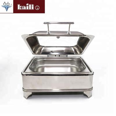 China Chafing dish with two compartment stainless steel rectangle shape two compartment chafing dish / buffet stove / foor warmer for sale