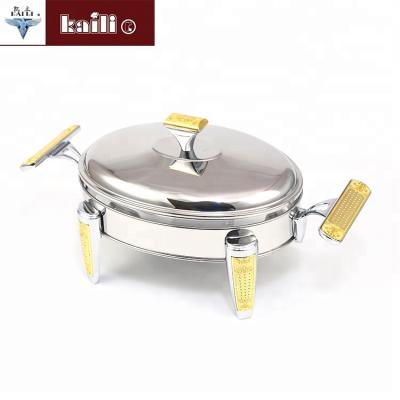 China Non-Electric Food Warmer 3.0L Restaurant Equipment Egg Shape Stainless Steel Buffet Table Alcohol Glass Food Warmer for sale