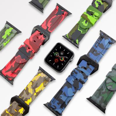 China Silicone camouflage for apple watch strap camouflage rubber strap for apple watch silicone for iwatch band for sale