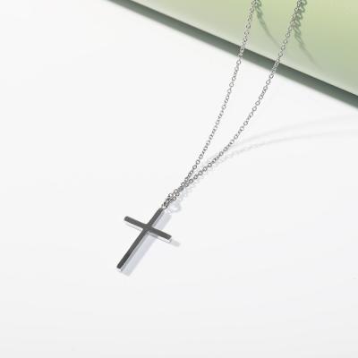 China High Shiny Polished Religious Stainless Steel Christian Faith Jesus Crucifix Jewelry Side Plated Reversed Cross Length Necklace for sale