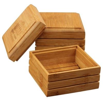 China Custom Logo Natural Bamboo Soap Dish Box From China Eco-Friendly Supplier With Case Lid And Drain Holder for sale