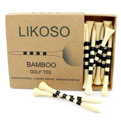 China Custom Made Eco-Friendly Colored Natural Bamboo Golf Tee Packaging 70 Mm / 83 Mm Tees Bamboo Wooden Golf Tee for sale