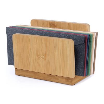 China Original Bamboo Desk File Folder Holder Paper Organizer Eco-friendly Bamboo Magazine Rack Organizer for sale