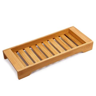 China Serving Tray Toiletries Bath Accessories Towels Natural Bamboo Bathroom Vanity Trays 100% Sustainable Eco-Friendly Bamboo Wood Trays for sale