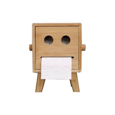 China Wholesale Living Room Eco-friendly Dining Room Decorative Smiley Face Bamboo Tissue Box Holder for sale