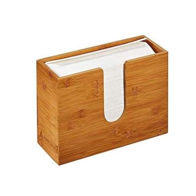 China Eco-friendly Household 100% Wall Paper Towel Rectangular Creative Remote Control Natural Bamboo Holder Boxes Organizer for sale