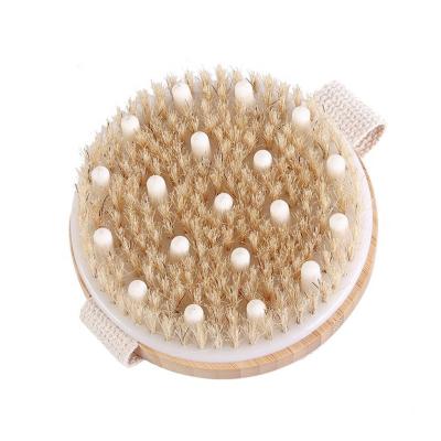 China All Round High Quality Natural Wooden Scrub Private Label Natural Bamboo Round Dry Luxury Bath Body Brush for sale