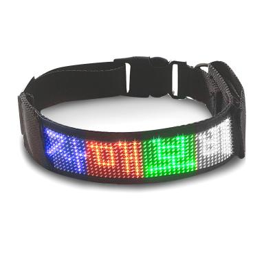 China Lights Up Glowing Luminous LED Dog Collar Waterproof Waterproof Collar With Moving Messages Scrolling LED Display Screen for sale