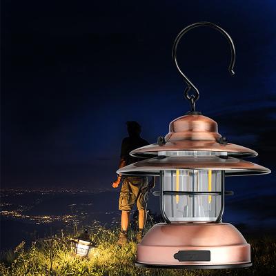 China New Mini Camping Lantern Outdoor Style USB Water Resistant Garden Yard LED Hanging Camping Lamp with 2