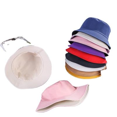 China Wholesale Street Style Luxury Customize Advertising Simple Pink Gift Ladies Sun Protection Males Hats And Women Reversible Bucket Hat for sale