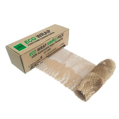 China Latest Biodegradable Custom Honeycomb Kraft Paper Roll In Cardboard Dispenser Pad Cushioning Wrapping Paper Box 15