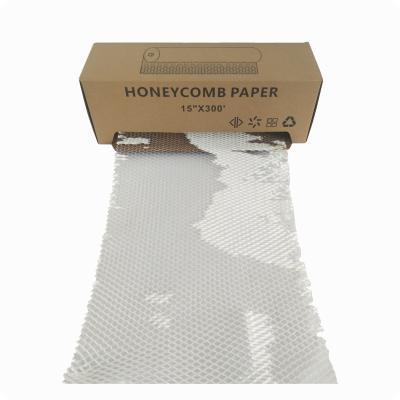 China White Custom Cardboard Paper Dispenser Honeycomb Honeycomb Kraft Paper Roll In Protective Cardboard Dispenser Pad Cushioning Wrapping Paper Box 15