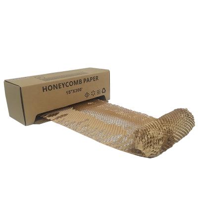 China Eco Friendly Recyclable Patented Factory Wholesale Custom Size Logo Honeycomb Wrapping Paper Roll With Self Dispenser Box for sale