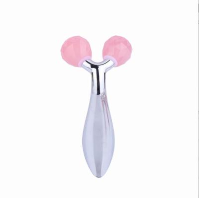 China Rose Quartz Facial Beauty Healthy Pink Skin Tightening Nature Jade Roller for sale