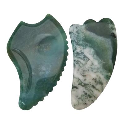 China Healthy Custom Logo Green Moss Agate SPA Gua Sha Scraping Massage Tool for sale