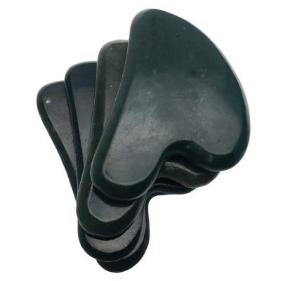 China Best Price 100% Healthy Dark Green Nephritis Jade Stone Gua Sha Scraping Therapy Tool for sale