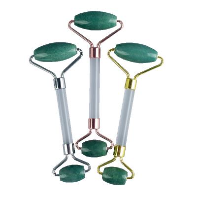 China Face Clear Handles Green Aventurine Jade Rollers for sale