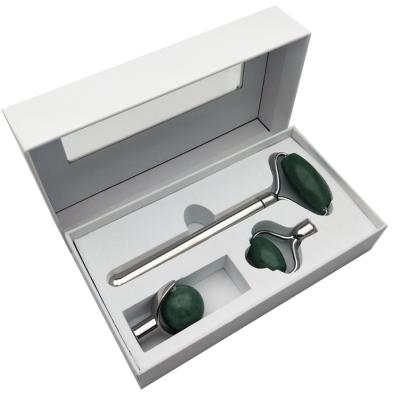 China Lift Skin DIY 3 in 1 Green Aventurine Face Jade Roller Set for sale