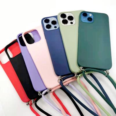 China Phone strap mobile phone accessories tpu silicone case for Iphone 11 12 13 cell phone case with lanyard for sale