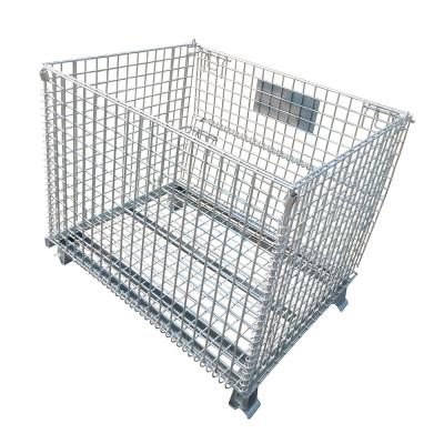 China Steel Wire Mesh Foldable Galvanized Finish Steel Wire Container for sale