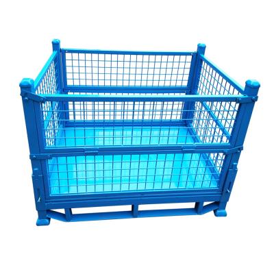 China Stackable Collapsible Pallet Cage Storage Bin Steel Industry Metal Container for sale