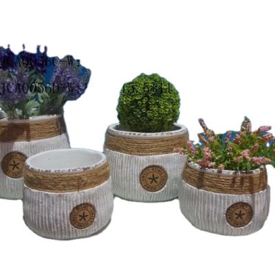 China Cartoon Pastoral Creative Decorative Round Cement Flower Pots Cement Flower Pot With Bonsai Trees For Bonsai Trees for sale