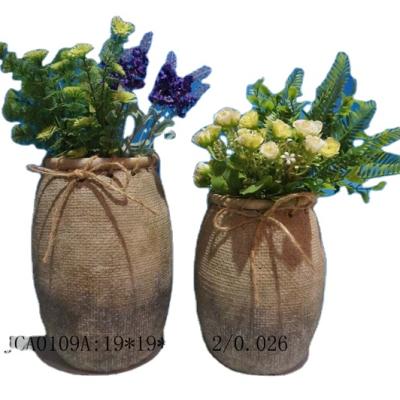 China Creative Cartoon Burlap Cement Flower Pots And Planters Decoration Home Garden Supplies for sale