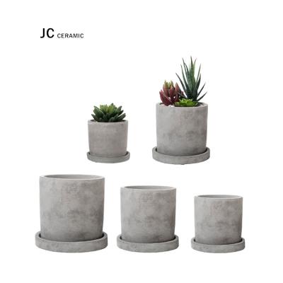 China JC08 Cartoon Cylinder Flower Pots Concrete Indoor Succulent Planters Round Cement Flower Pots Maceteros for sale