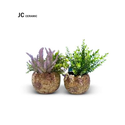 China JC Vase Cement Luxury Embossed Flower Pots And Planters Luxury Round Vase For Home Decor Vintage Vase For Wedding for sale