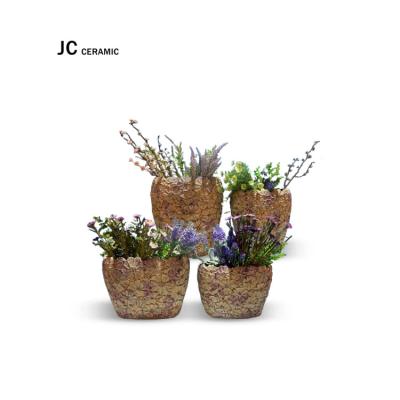 China Wholesale JC Cement Vase Modern Home Decor Flower Vase Flower Pots And Planters Luxury Embossed Indoor Concrete Plant for sale