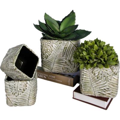 China Factory direct wholesale cartoon leaf form indoor decorative cement flower pots cement flower pot for sale