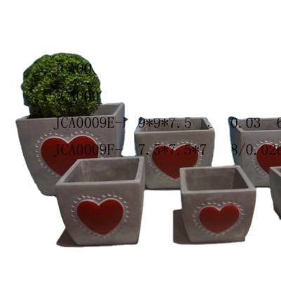 China Factory wholesale cartoon cement embossed heart shape cement flower pots decorations flowerpot cement for sale