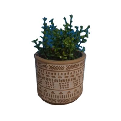 China Cartoon Decoration Bonsai Cylinder Cement Exquisite Home Succulent Pattern Cut-Out Flower Pot for sale