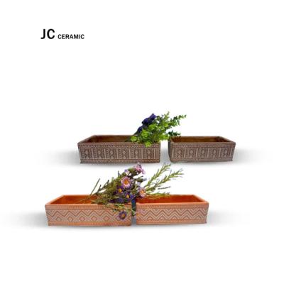 China JC Decor Modern Home Decorative Flower Pots Cement Pots For Succulent Plants Wholesale Modern Rectangle Planter Pots For Home And Garden for sale