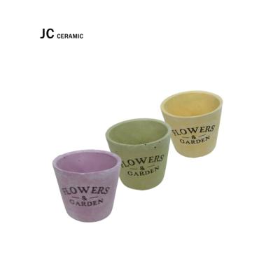 China Cartoon JC Ceramic Small Cement Teacup Planter Vase For Home Decor Cactus Plant Wholesale Concrete Succulent Pots For Home And Garden for sale