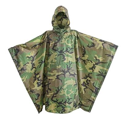 China Waterproof Windproof Military Poncho Spec. - emergency tent, shelter, multi use rip stop camouflage survival rain poncho for sale