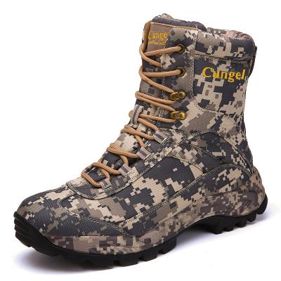 China Military Army Tactical Rubber Combat Rubber High Ankle Shoe Outdoor Large Size Boot Camping Hunting Camping Hunting Camouflage Leather for sale