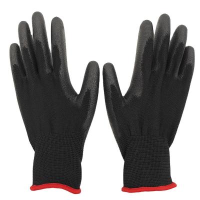 China 13 Gauge Anti-Slip Black Nylon Dipping PU Coated Work Gloves for sale